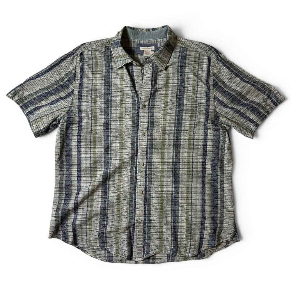 Carbon 2 Cobalt Short Sleeve Shirt Mens Size L Multi Stripe Cotton